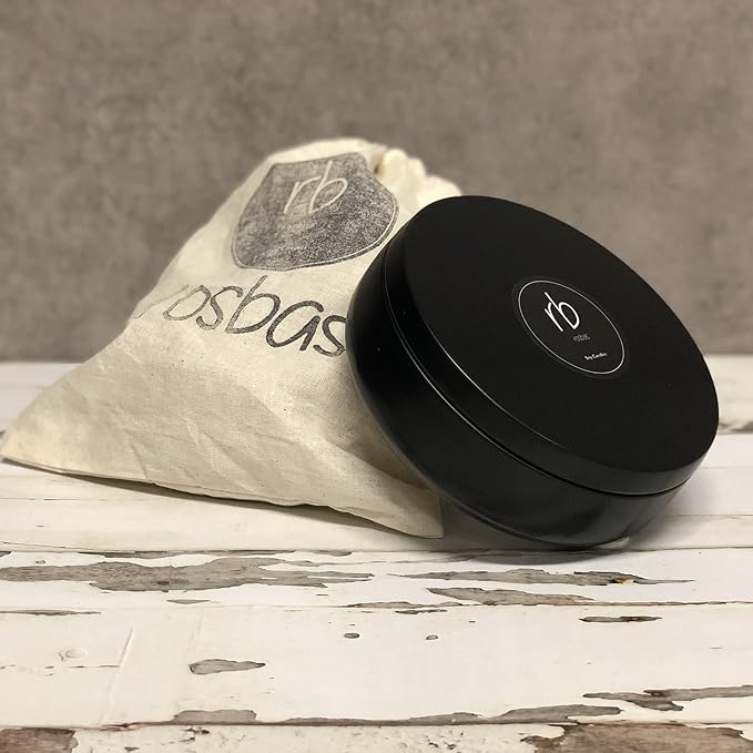 Rosbas Candle, Fraser Fir Scented, Natural Soy Wax, Black Metallic Tin, 14.5 oz, 4 Cotton Wicks, Long Burn Time, Drawstring Cotton Bag, Non-Toxic, Handmade in The USA