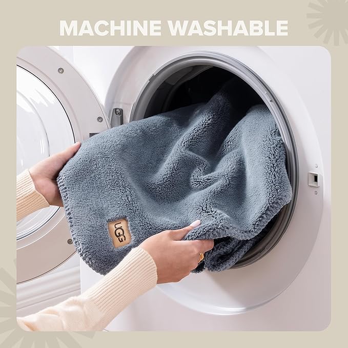 UGG Whitecap Plush Throw Blanket Fleece Lightweight Soft Cozy Throw for Couch or Bed Luxury Home Decor for Living Room, Christmas Blankets, Machine Washable, 50-inch x 70-inch, Denim Blue