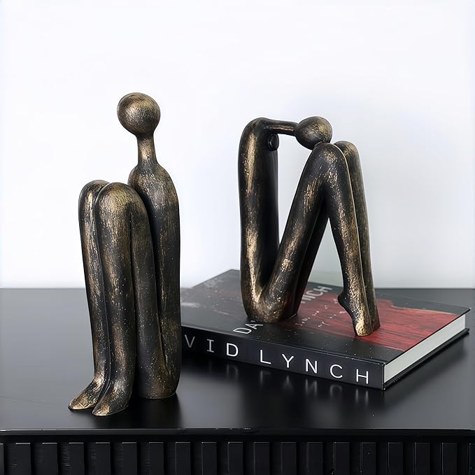 Book Ends,Resin Non Skid Bookends for Heavy Books,Bookends for Shelves Decorative,Creative Shelf Decorations to Hold Books for Home,Office Desk,Bookshelf,Study，1Pair/2Piece 11''
