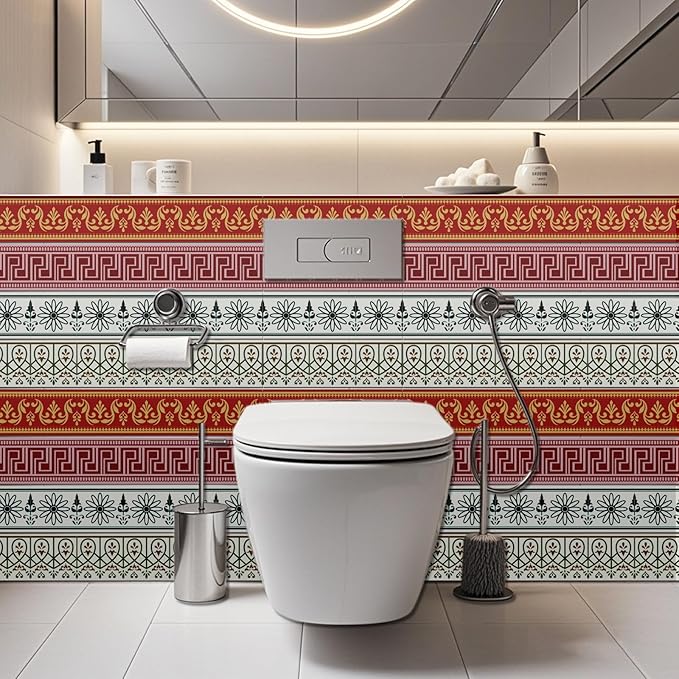 36 Pcs 4 Style Wall Stickers Colorful Lace Pattern Peel and Stick Wall Tile Sticker Geometric Texture Waterproof Self Adhesive Stick on Tile Decals for Kitchen Art Decor, 4×4 Inch