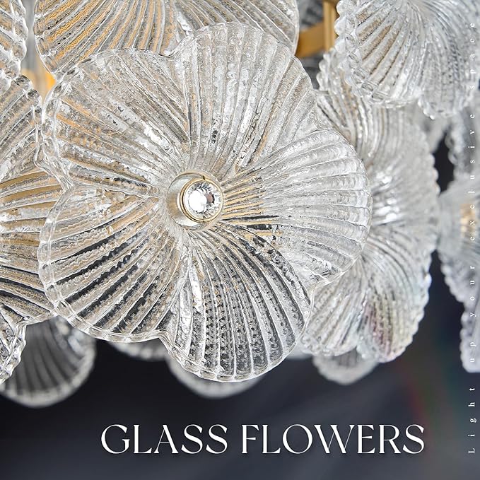 2-Pack Gold Glass Pendant Light Modern 1-Light Flower Small Ceiling Pendant Lighting for Kitchen Island Sink Dining Room Bedroom Entryway Hallway, E26