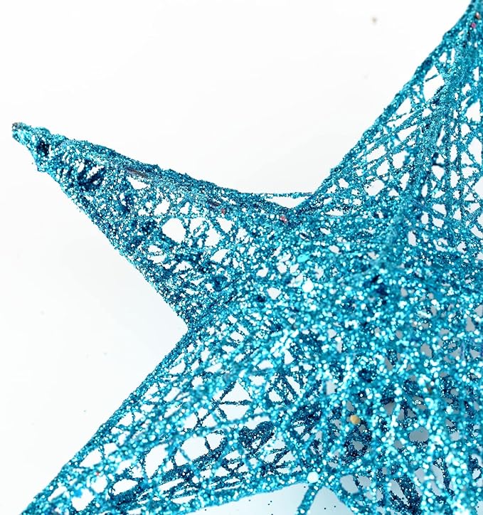 BinaryABC Christmas Tree Topper Star,Glittering Christmas Tree Decoration Ornaments,20cm (Blue)
