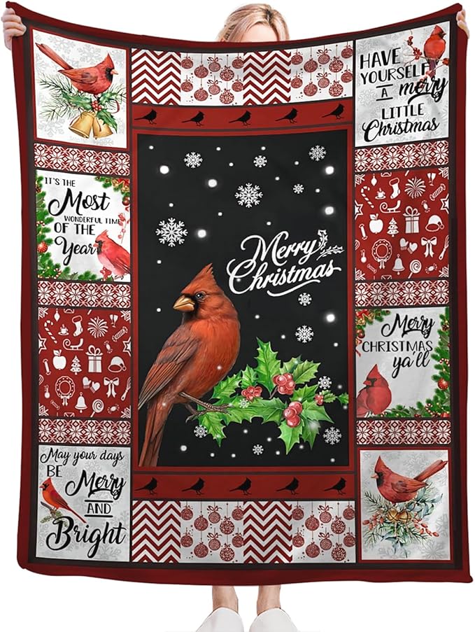 Tijuboni Cardinal Bird Throw Blanket for Girls Boys Women Men Kids Adults Soft Flannel Fleece Blanket for Couch Sofa Bed Home Decor 60"x80"