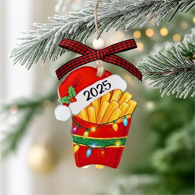 French Fries Ornaments - French Ornaments for Christmas Tree - Food Christmas Ornament - French Fries Gifts for Fast Food Lovers - Acrylic Ornament 2025