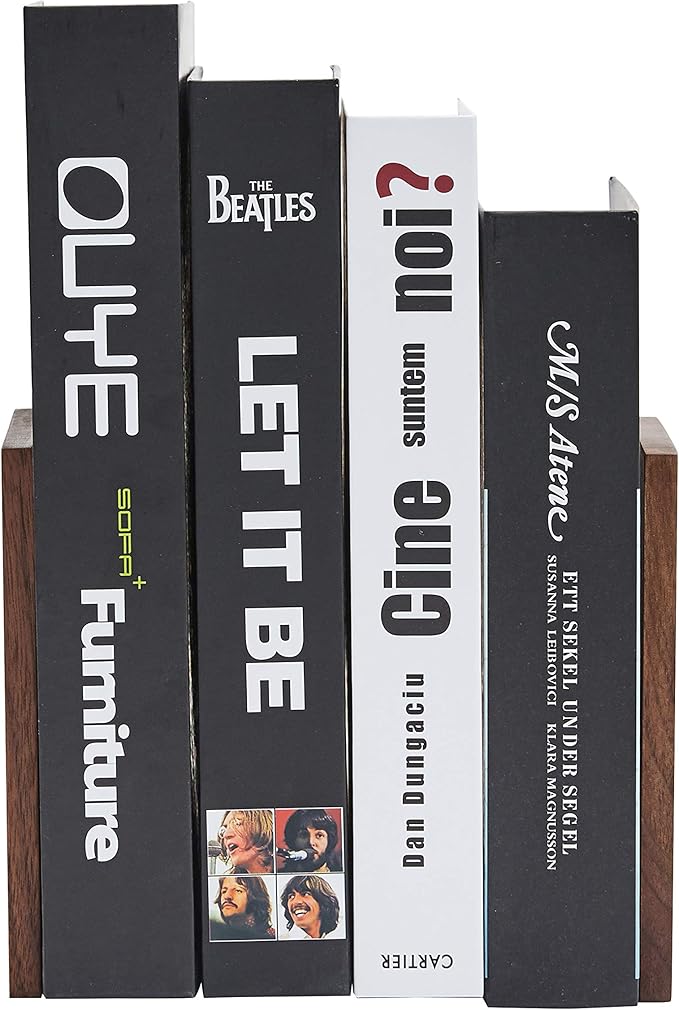 Pandapark Wood Decorative Bookends,Non-Skid Bookend for Shelves,Heavy Duty Bookends,Book Stand for Books/CDs,1 Pair