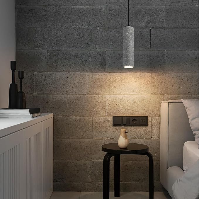 Modern Black LED Concrete Pendant Light Kitchen Islandceiling Light Fixture Pendant Lighting for Dining Room Coffee Club Resturant Bar Living Room(1-Pack)