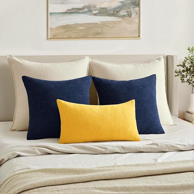 MIULEE Yellow Couch Pillow Covers 20x20 Inch, Set of 2 Soft Chenille Decorative Square Throw Pillow Covers Farmhouse for Sofa Living Room Bed