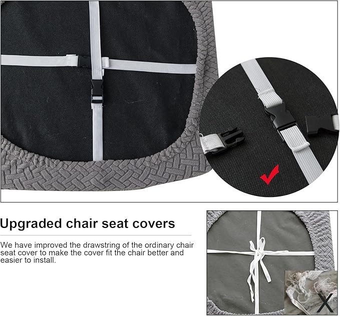 Genina Seat Covers for Dining Room Chair Seat Slipcovers Kitchen Chair Covers (Dark Gray, 6 Pcs)