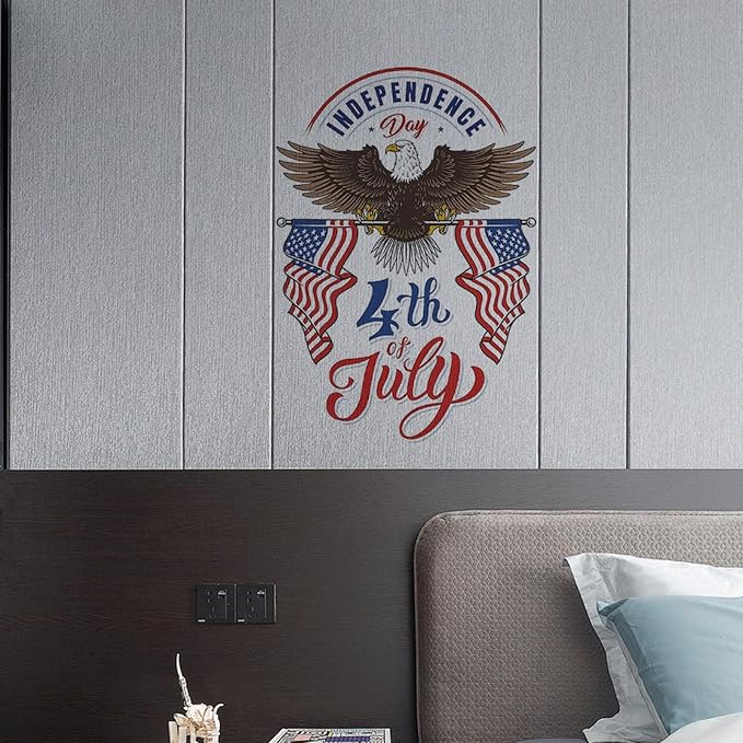 4th of July Wall Stickers Whole Independence Day Wall Decals Patriotic Eagle Star Red White Blue American Flag Removable Window Door Clings for Home Office Decor Party Supplies