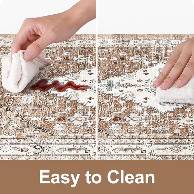 Collive Boho Kitchen Mats for Floor 2 Piece, Cushioned Anti Fatigue Mat Comfort Soft Standing Desk Carpet, Non Skid Wforaterproof Sink Rug for Home Office, Decor, 17.3"x29"+17.3"x47"