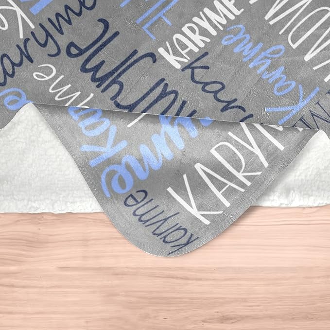 Personalized Blankets with Names Baby Gifts for Girls Boys Custom Soft Fleece and Sherpa Name Blanket for Kids and Adults Birthday for Daughter Son Granddaughter Grandson (Dark Grey)