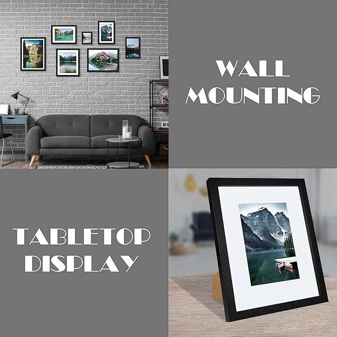 5.5x8.5 diploma Frame - Made of Real Glass and Black Wooden Frame, 5.5 by 8.5 Photo for Wall or Tabletop Display, 3 Pack