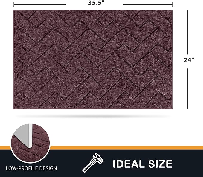 PURRUGS Dirt Trapping Door Mat 24" x 35.5", Non-Slip Machine Washable Entry Rug, Dog Doormat, Indoor Front Door Mat, Super Absorbent Entryway Rug for Muddy Shoes & Paws, Burgundy Red