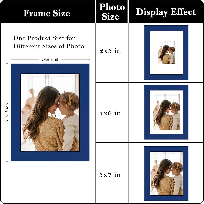 eletecpro 5x7 Blue Floating Picture Frames Set of 2, Real Double Glass Picture Frames for Wall Mount, Vertical or Horizontal Display Multi-Size Photos and Artworks up to 5 x 7 Inches, Home Decor