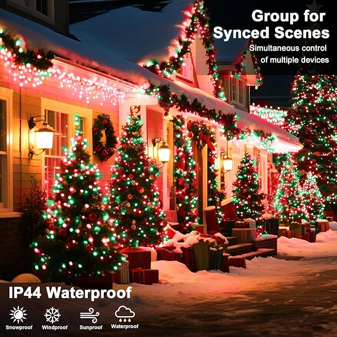 393 FT Christmas Lights 1000 LED Xmas Lights Outdoor Christams String Lights Waterproof 8 Modes & Timer, Fairy Lights Plug in for Weeding, Patio, Party, Holiday,Christmas Decor (Red+Green)