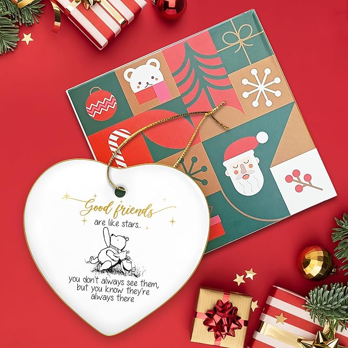 GEEMBI Christmas Friend Gifts for Women Men – Gold-Trimmed Ceramic Friends Christmas Ornaments 2025 – Soul Sister BFF Bestie Friendship Gifts for Women, Friends Ornament for Tree, Sisters Ornament