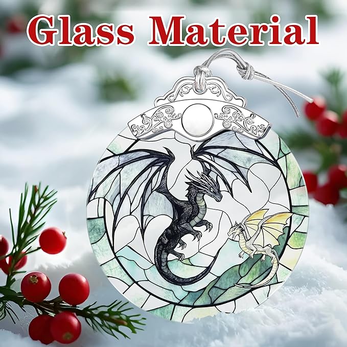 Dragon Ornament – Christmas Decoration & Christmas Ornament; Stained Glass Holiday Decoration (Holiday Present, Bauble Present, Gift Idea, Gift Exchange) | Heirloom Keepsakes