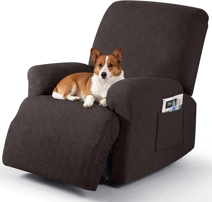 Timeles Recliner Covers Recliner Chair Covers Reclining Couch Covers Sofa Slipcovers Stretch Soft Washable (Single-Seater, Chocolate)