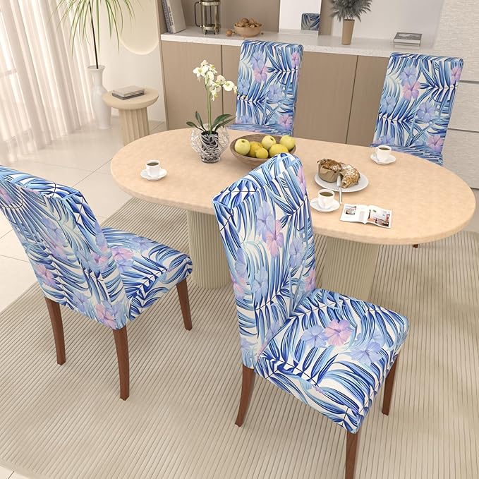 Stretch Dining Chair Covers Set of 2,Floral Print Chair Covers,Soft Removable Washable,Pet Friendly Furniture Protector,Universal Chair Slipcovers for Home, Kitchen,Ceremony Dining Room Seat