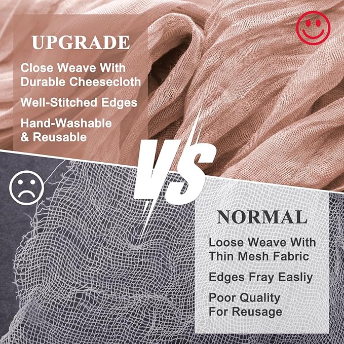 Wokceer Cheesecloth Table Runner Valentine's Day Dusty Pink 10FT Boho Gauze Wedding Cheese Cloth Table Runner for Party 120 Inches Long Easter Rustic Sheer Runners for Baby Bridal Shower Decor