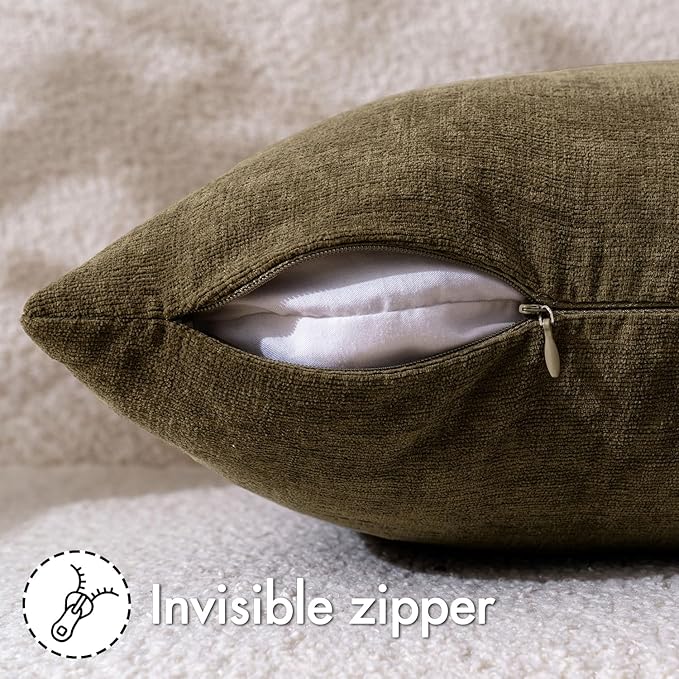 MIULEE Coffee Couch Pillow Covers 20x20 Inch, Set of 2 Soft Chenille Decorative Square Throw Pillow Covers Farmhouse for Sofa Living Room Bed