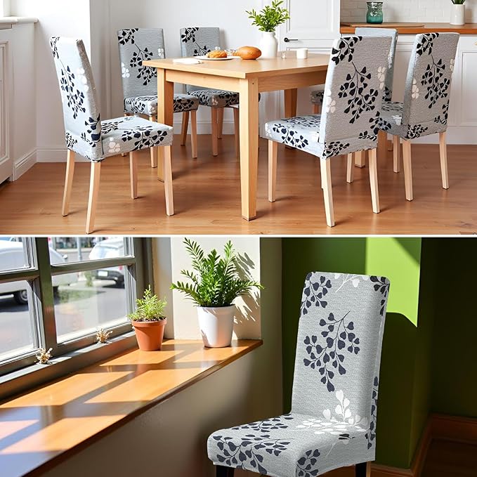 Dioxide High Stretch Chair Covers for Dining Chairs, Washable Dining Chair Covers Set of 6, Soft Kitchen Chairs Seat Covers, Parsons Chair Slipcovers Protectors for Home Hotel Restaurant Banquet