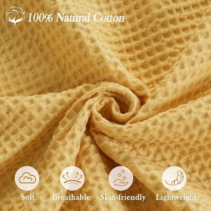 PHF 100% Cotton Waffle Weave Blanket Baby Size,Snag Proof Throw for, 30x40,Lightweight Breathable Moisture-Wicking,Oeko-TEX Certified,Machine Washable, Home Decor Gift-Ginger