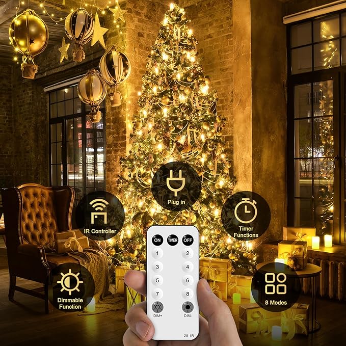 JMEXSUSS Outdoor Christmas Lights Plug in: 315ft 1200 LED Christmas Tree Lights with Remote - 8 Modes Warm White Xmas String Light for Wedding Holiday Yard Party Indoor Decoration