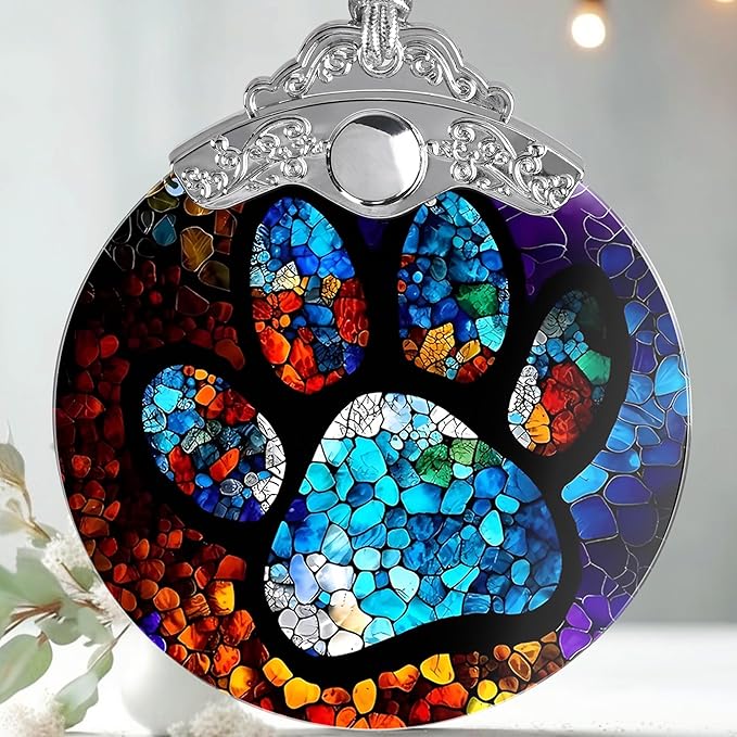 Stained Glass Christmas Ornaments, Jocidea Pet Ornaments for Christmas Tree, Christmas Tree Decor, Pet Lovers Gifts, Holiday Decor and Xmas Gifts Ideas