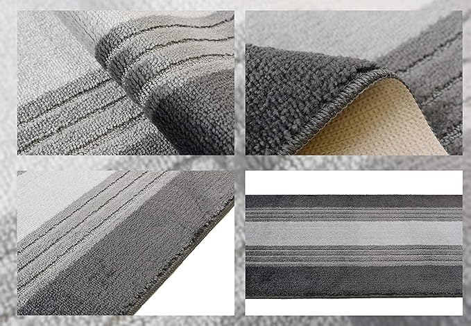 Custom Size Hallway Runner Rug, Slip Resistant, 26 Inch Wide X Your Choice of Length, Lines Anthracite, 26 Inch X 28 feet