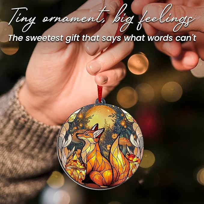 GEEMBI Christmas Fox Gifts for Women Men - Suncatcher Christmas Ornaments 2025 for Tree Decorations - Fox Ornaments, Foxes Ornament, Animal Lovers Gifts for Friends, Animal Xmas Decorations