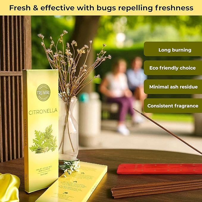 Citronella Incense Sticks - Pack of 100 Insence-Sticks - Made with Natural Citronela Oil - Scented Insense Outdoor Inscents Non Toxic Incents