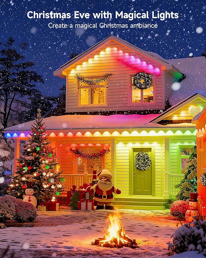 Permanent Outdoor Lights for House, 150FT with 90 RGBCW LEDs for Christmas, Daily and Holiday Lighting, Eave Lights for Outdoor Decorations, IP67 Waterproof, Works with Alexa, Google Assistant, White