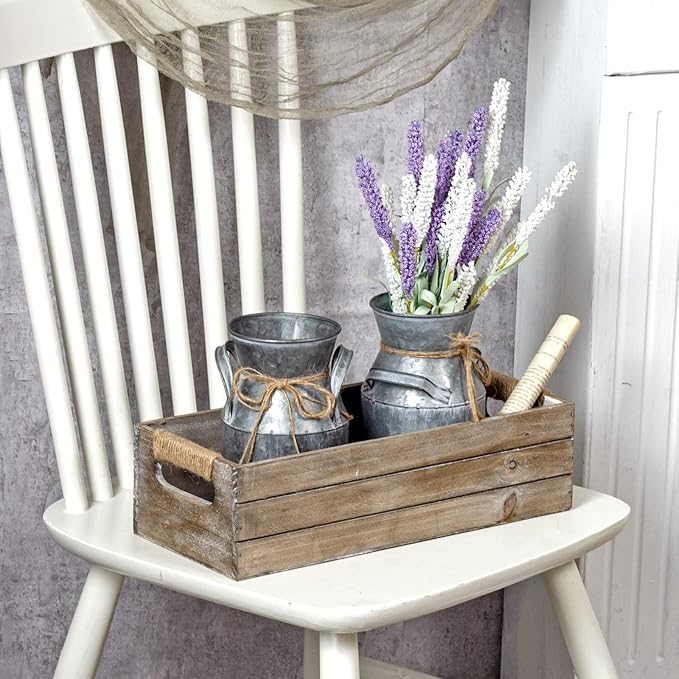 TIMRIS Rustic Wooden Toilet Paper Holder, Farmhouse Bathroom Decor, Toilet Tank Basket, Decorative Storage Container (Rustic Gray)