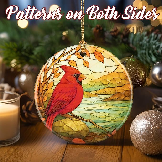Christmas Ornaments, Dodosky 2.8in Ceramic Cardinal Ornament, Xmas Decor, Christmas Tree Ornaments, Xmas Decorations for Tree, Holiday Ornament, Cardinal Gifts, Gifts for Women, Mom, Grandma