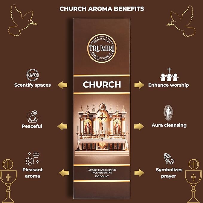 Church Incense Sticks - Bulk Pack of 100 Insence-Sticks - Made with Natural Incienso - Sacred Insense Non Toxic Spiritual Incents Incence