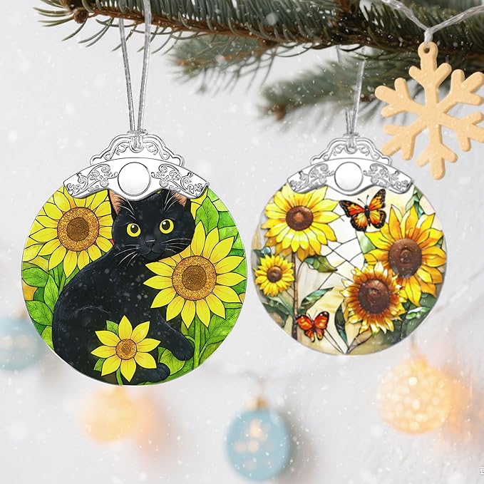Black Cat Christmas Decorations, Christmas Ornaments for Tree, Holiday Ornaments, Gifts for Cat Lover, Pet Lover Gift, Holiday Party Gifts, Gift Ideas & Xmas Present