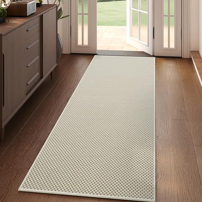 2x5 ft Hallway Runner Rug Boho Woven Washable Long Kitchen Runner Rugs Mat Non Slip, Soft Entryway Laundry Hall Runner Floor Carpet for Indoor Backdoor Bedroom Kitchen Living Room, Beige