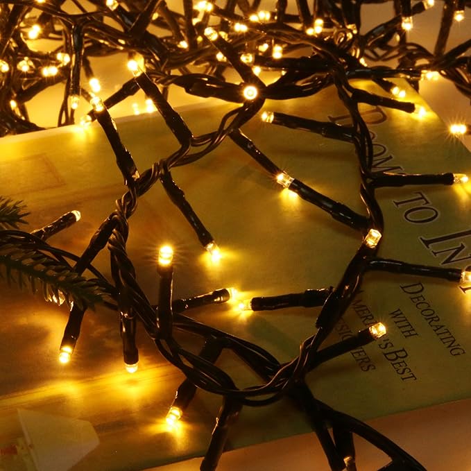 Ogrmar 49 ft 500 LED Christmas Cluster Lights 8 Modes Christmas String Lights with Timer Function & Connectable for Xmas Home Garden Wedding Party Xmas Tree Indoor Outdoor Decor (500, Warm White)