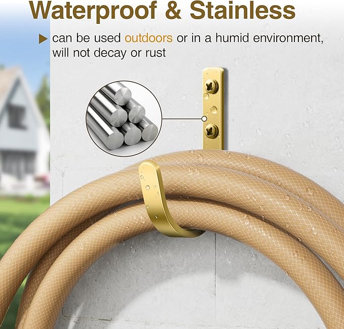 Wall Hooks for Hanging Towel/Coat - 22LB Screw in Metal Hanger Wall Mount, for Outdoor, Closet, Door, Bathrooms, for Backpack, Robe, Brushed Gold 5 Pack