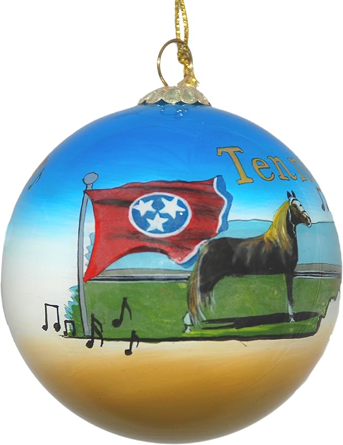 Blown Glass Christmas Ornament | Tennessee State Images | Hand Painted Inside | Original Art | Includes Gift Box