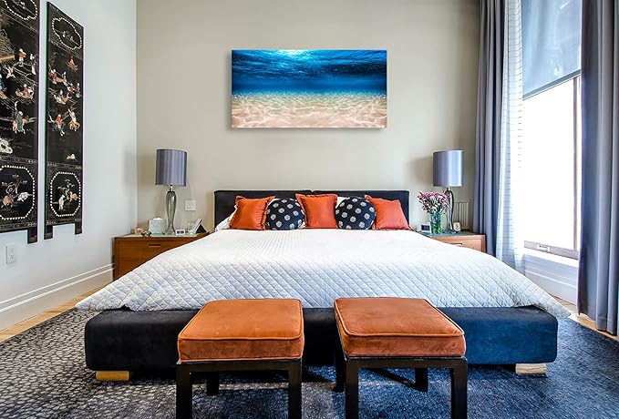 Cao Gen Decor Art-S05250 Print Artwork Blue Ocean Sea Wall Art Canvas Prints Picture Seaview Bottom View Beneath Surface Pictures Painting On Canvas Modern Seascape Home Office Decor Ready to hang