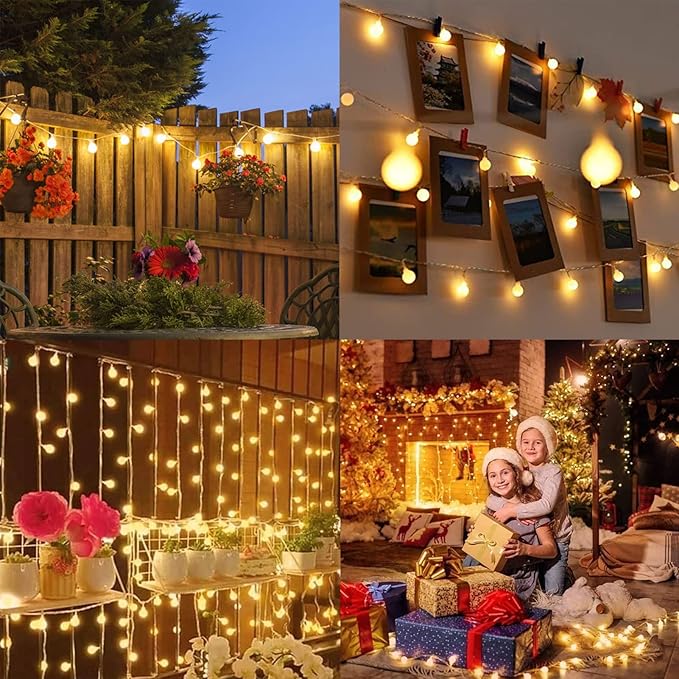 echosari Battery Operated String Lights, 16.5 Feet 50 LED Camping Globe Lights with Remote Timer 8 Modes Frosted Ball Fairy Light for Bedroom Wedding Xmas Tree Party Decoration (Warm White)