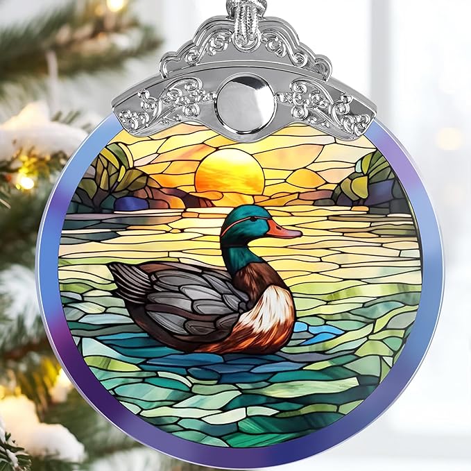 Hanging Ornament - Duck Christmas Tree Ornaments & Suncatcher for Duck Lovers