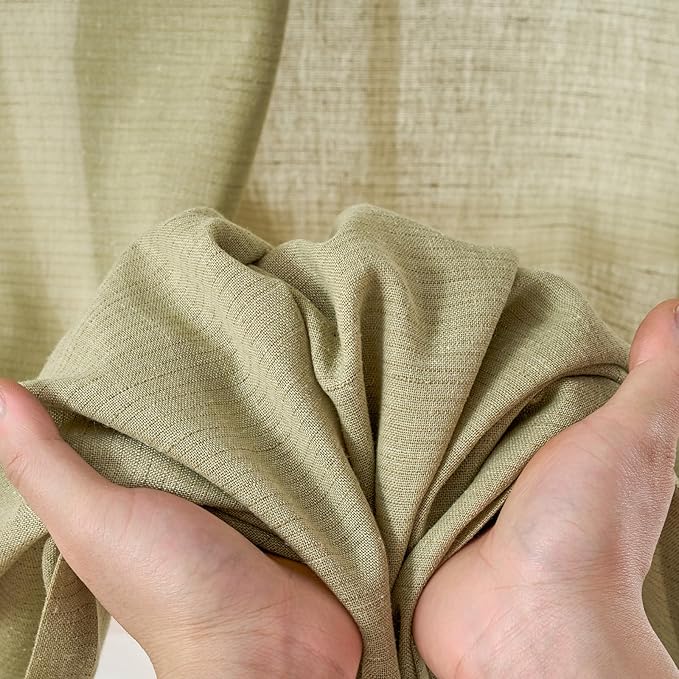 jinchan Linen Blend Curtains 72 inch Length 2 Panels for Bedroom Living Room, Light Filtering 50 inch Wide Farmhouse Drapes with Rod Pocket Back Tab(50W x 72L, Sage Green)