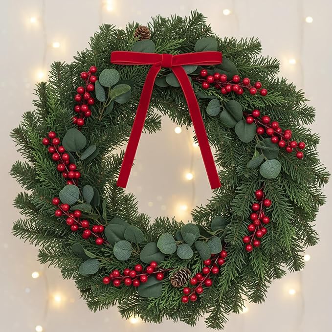 24 Pcs Red Velvet Christmas Tree Bows Decor, Vintage Wreath Bow for Christmas Garland, Gift Wrapping, Xmas Tree, 3/8'' Wide, 5 * 7 inch