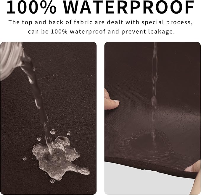 Easy-Going 100% Dual Waterproof Stretch Ottoman Cover 40x40x15inch Square Folding Storage Stool Furniture Protector Soft Slipcover for Living Room Chocolate