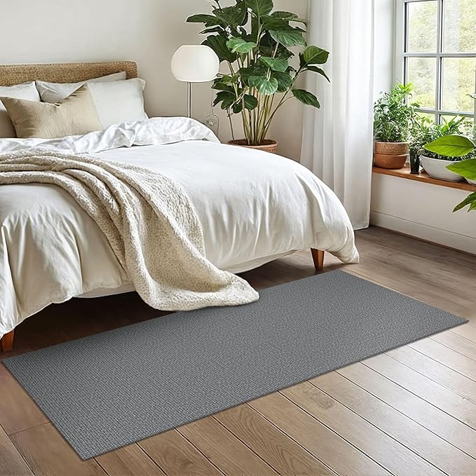 EARTHALL Washable Runner Rug 2x6 Ft Non Slip Runners for Hallways Cotton Rubber Backed Kitchen Runner Braided Indoor Floor Carpet Runners for Entryway, Hallway, Kitchen, Bedroom, Charcoal Gray