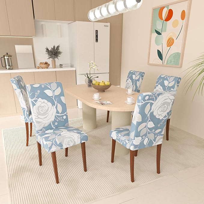 Stretch Dining Chair Covers Set of 2,Floral Print Chair Covers,Soft Removable Washable,Pet Friendly Furniture Protector,Universal Chair Slipcovers for Home, Kitchen,Ceremony Dining Room Seat