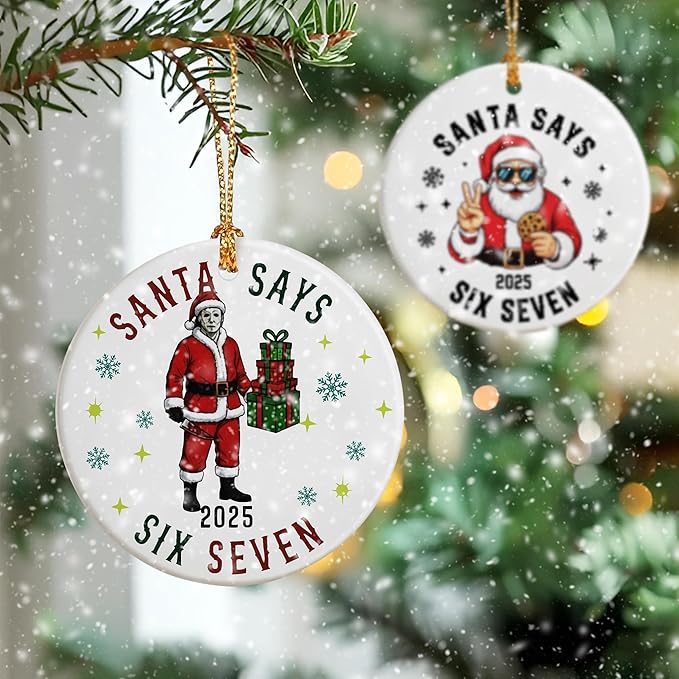 Six Seven Christmas Ornaments 2025 | Michael Myer Horror Ornament | Funny 67 Meme Ornament | 67 Gifts | Trending Ornaments | Christmas Decor | Gen Z Alpha Xmas Gift